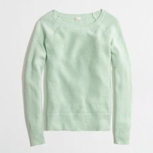 J.Crew Mint Wool SeaFoam Green Waffle Knit Sweater